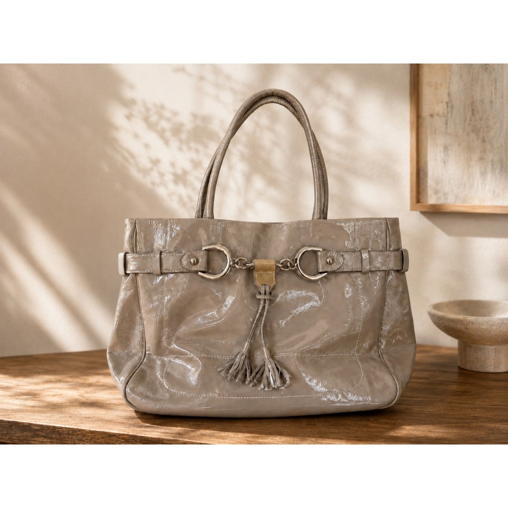 Gunner Silver Genuine Leather Equestrian Tassel‎ Y2k Large Tote